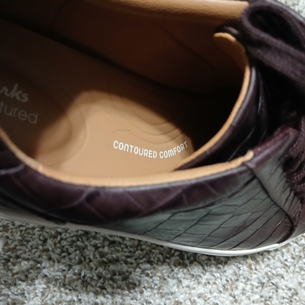 Clarks Women's Derby‎ Brown Low-Top Leather Tennis Shoes Sneaekrs  9 - Picture 7 of 14